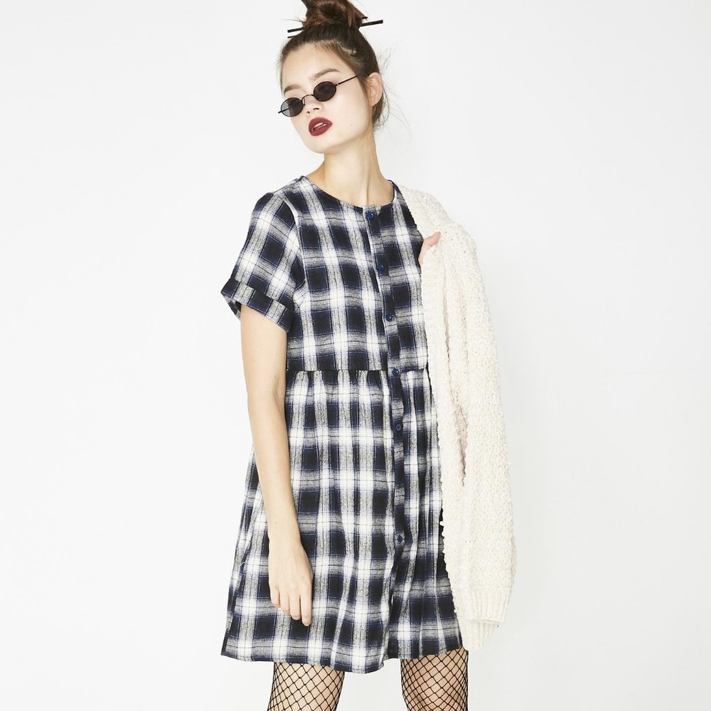Plaid babydoll dress